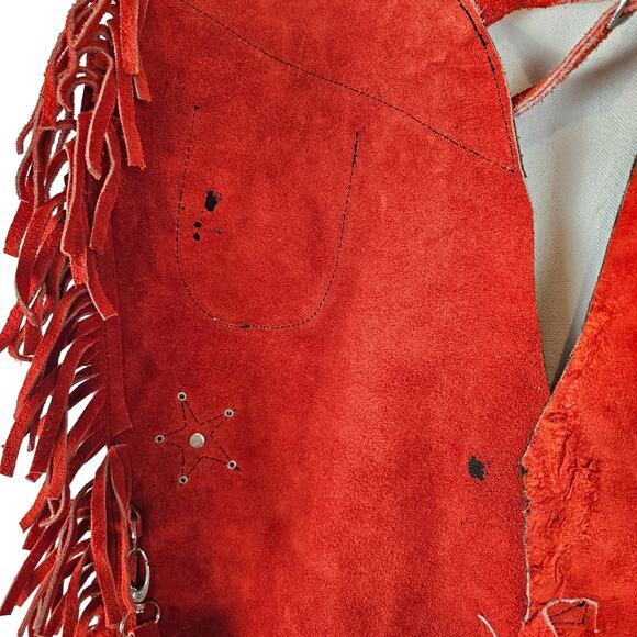 Rockmount Ranch Wear Tru-West kids chaps, red leather, size L - Picture 8 of 8